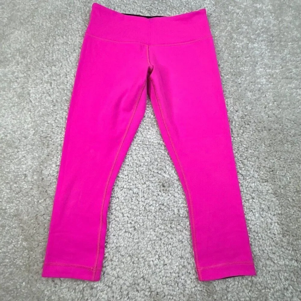 Lululemon Wunder Under Crop Legging Hot Pink Purple Reversible Low Rise